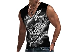 YIBIMOTTO Mens Tank Tops Gym Workout Sleeveless Muscle Tee V-Neck Summer Beach T-Shirts Novelty Graphic Vest Sports Underwear
