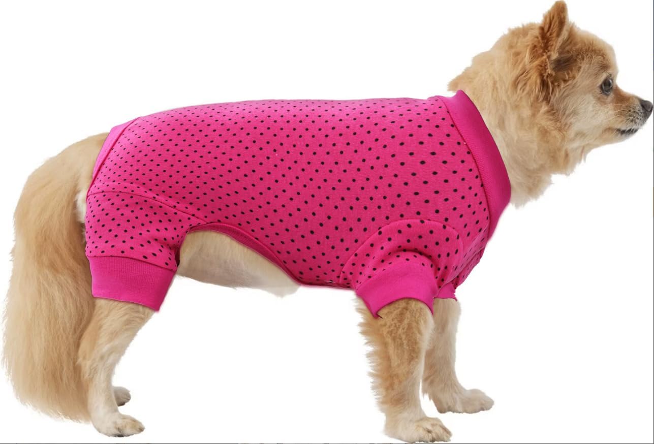 Small Dog Clothes, Elastic Pet Onesie Clothes Anti-hair Anti Licking, Wound Protection Pet Pajamas PJS Dog Jumpsuit For Small Medium Dogs Female Male, Large, Rose
