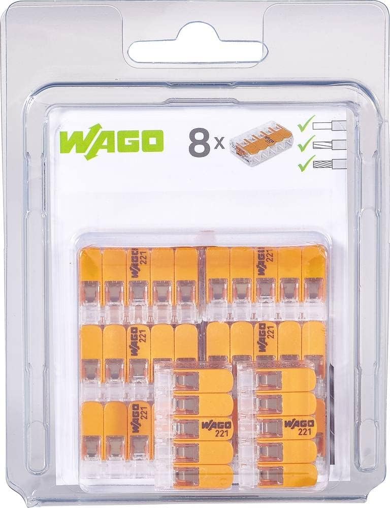 WAGO 221-415/996-008 Compact Connecting Clamp, Transparent (Pack of 8)