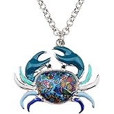 DUOWEI Cute Crab Necklace Pendant Hypoallergenic Jewelry Summer Spring Gifts for Women