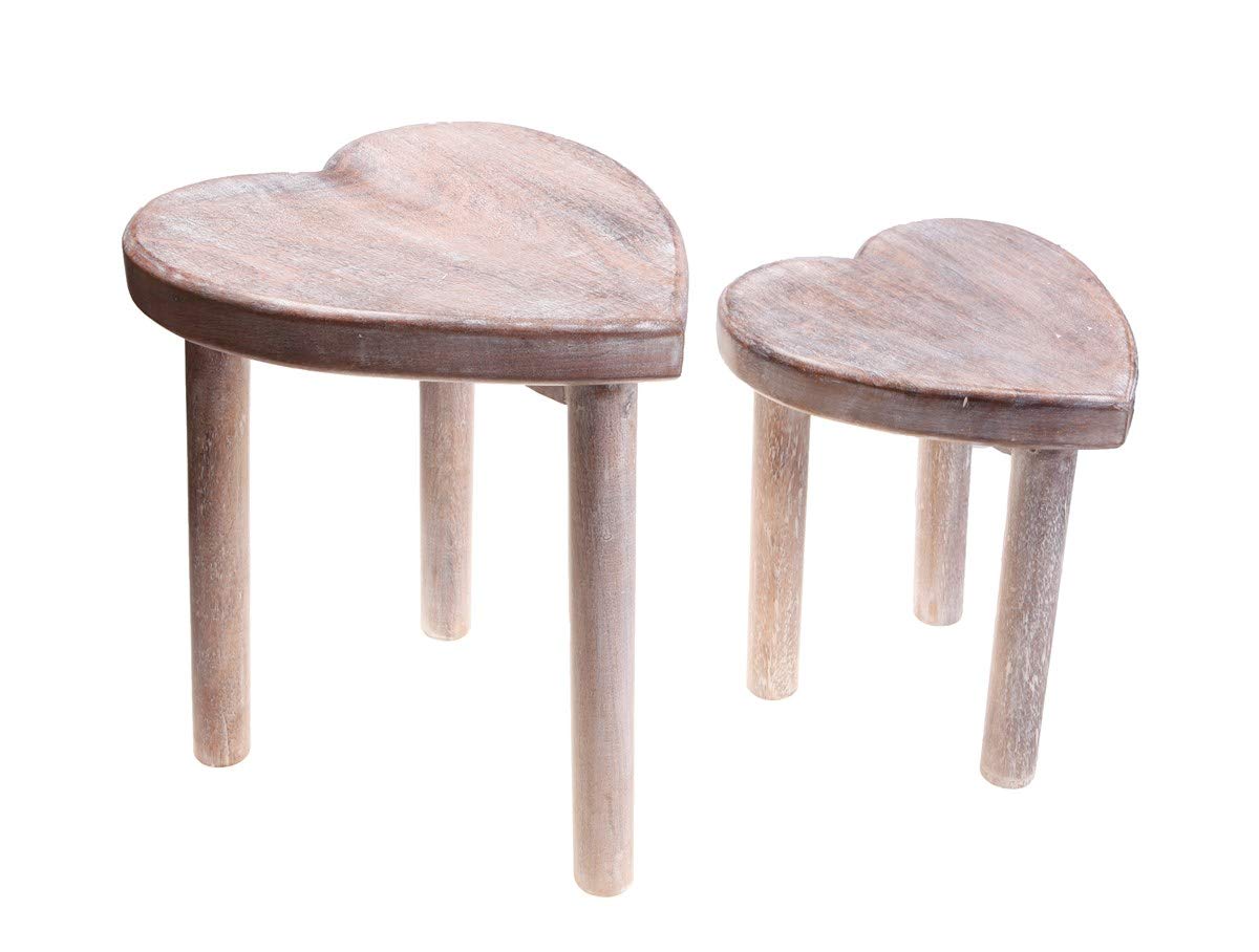 Sass & Belle Brown Heart Stools - Set of 2