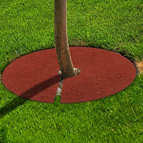 Fasmov 3 Pack Rubber Mulch Ring Tree Protector Mat Tree Protection Weed Mats, Heavy Duty Rubber