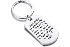 BEKECH Guardian Angel Keychain Angel of God My Guardian Dear Prayer Guardian Angel Traveller Gift