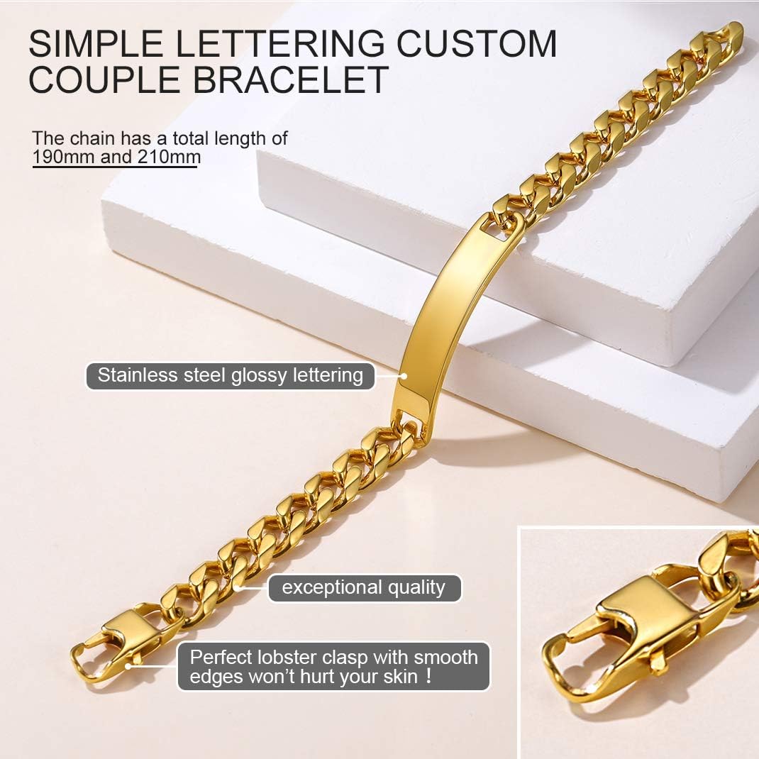 GoldChic Jewelry Men's Gold ID Bracelet, 10mm Name Cuban Chains with Nameplate For Boy, 10mm - Gold, 19cm - Image 5