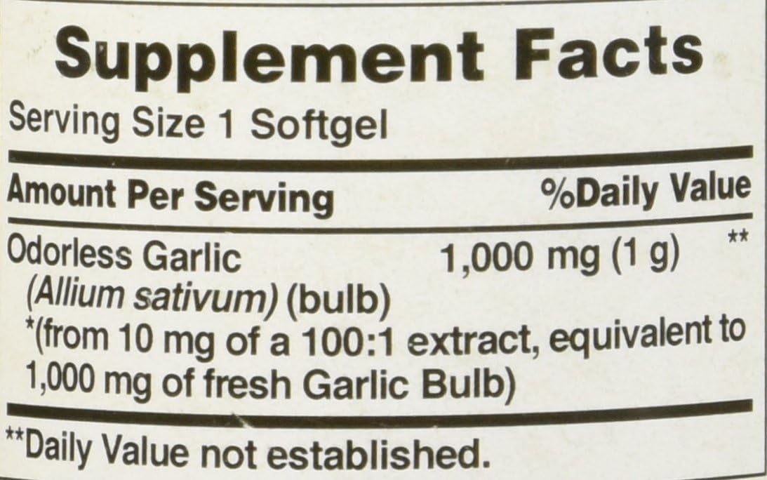 Puritan's Pride Odorless Garlic 1000 Mg Rapid Release Softgels, 250Count: Health & Personal Care
