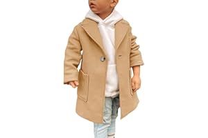 Gafeng Kids Toddler Boys Wool Blend Trench Coat Long Sleeve Mid Length Pea Overcoat Outerwear