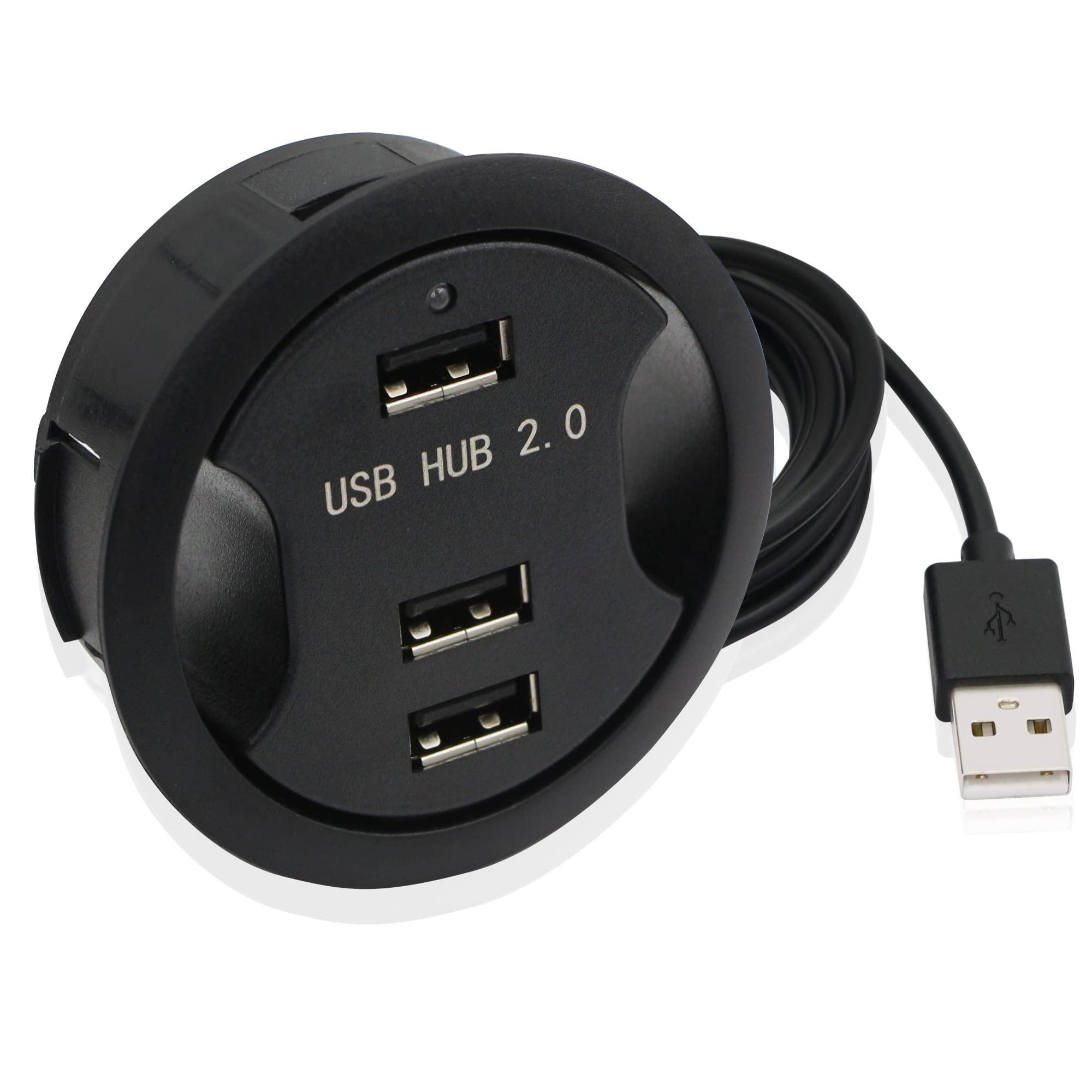 PNGKNYOCN USB Desk Grommet Hole 3 Port USB 2.0 Hub Mounting Desktop Grommet Hole 2.36"(60mm) Desktop Cable Organizer for PC, Flash Drive, HDD, and Any Other Devices
