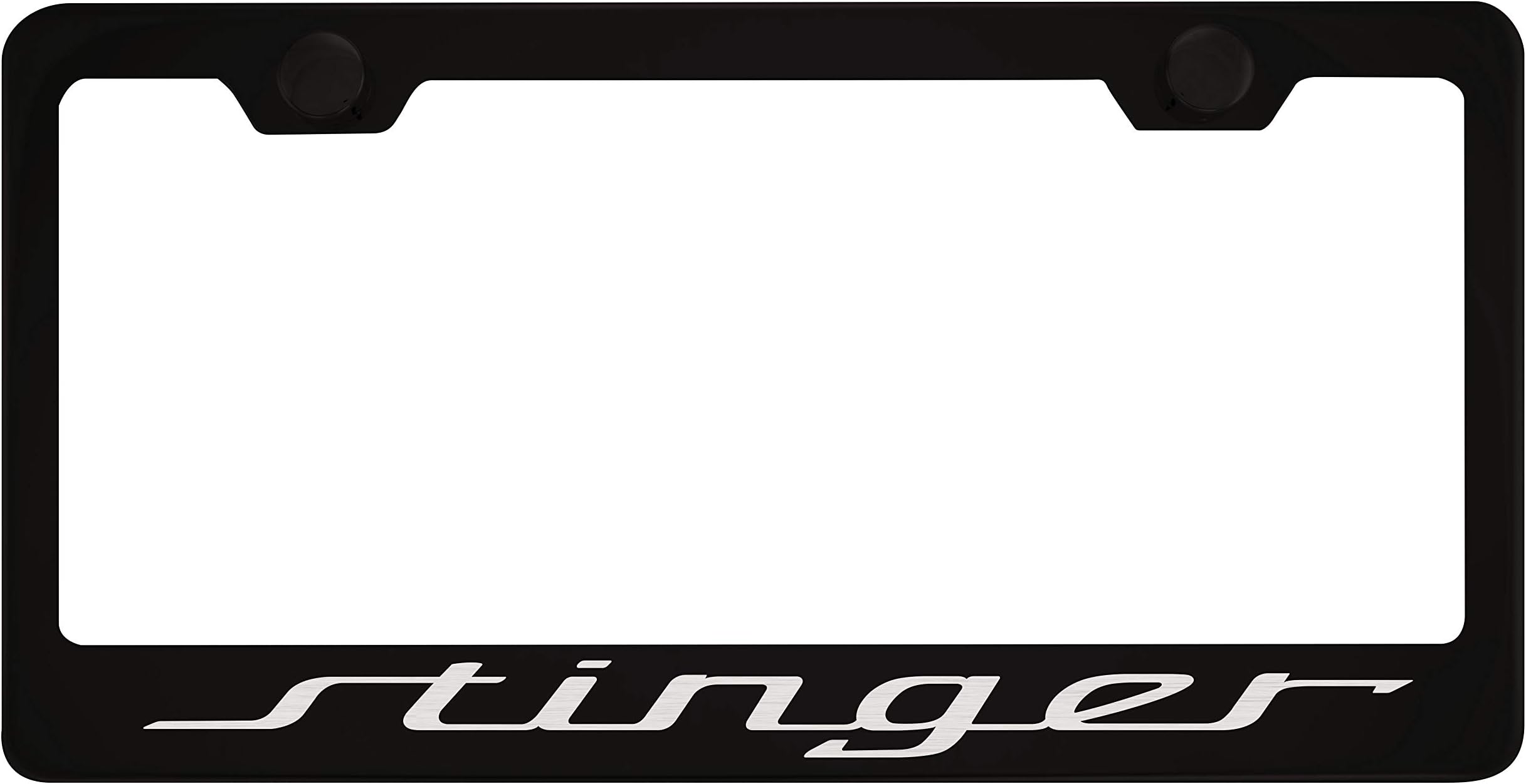 Fit Stinger Matt Black Liecnese Plate Frame with Caps
