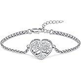 shajwo Cremation Jewelry Tree of Life Heart Urn Bracelet for Human Ashes for Women Men Adjustable Memorial Keepsake Link Bracelet