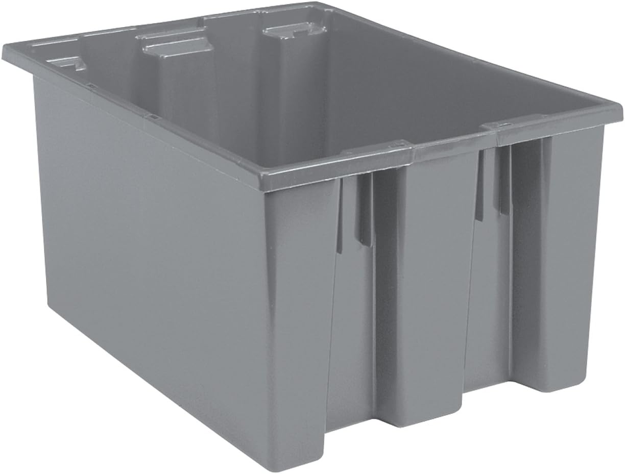 Akro-Mils 35230 Nest and Stack Plastic Storage and Distribution Tote, 23.5-Inch L by 19.5-Inch W by 13-Inch H, Grey, Case of 3: Home Improvement