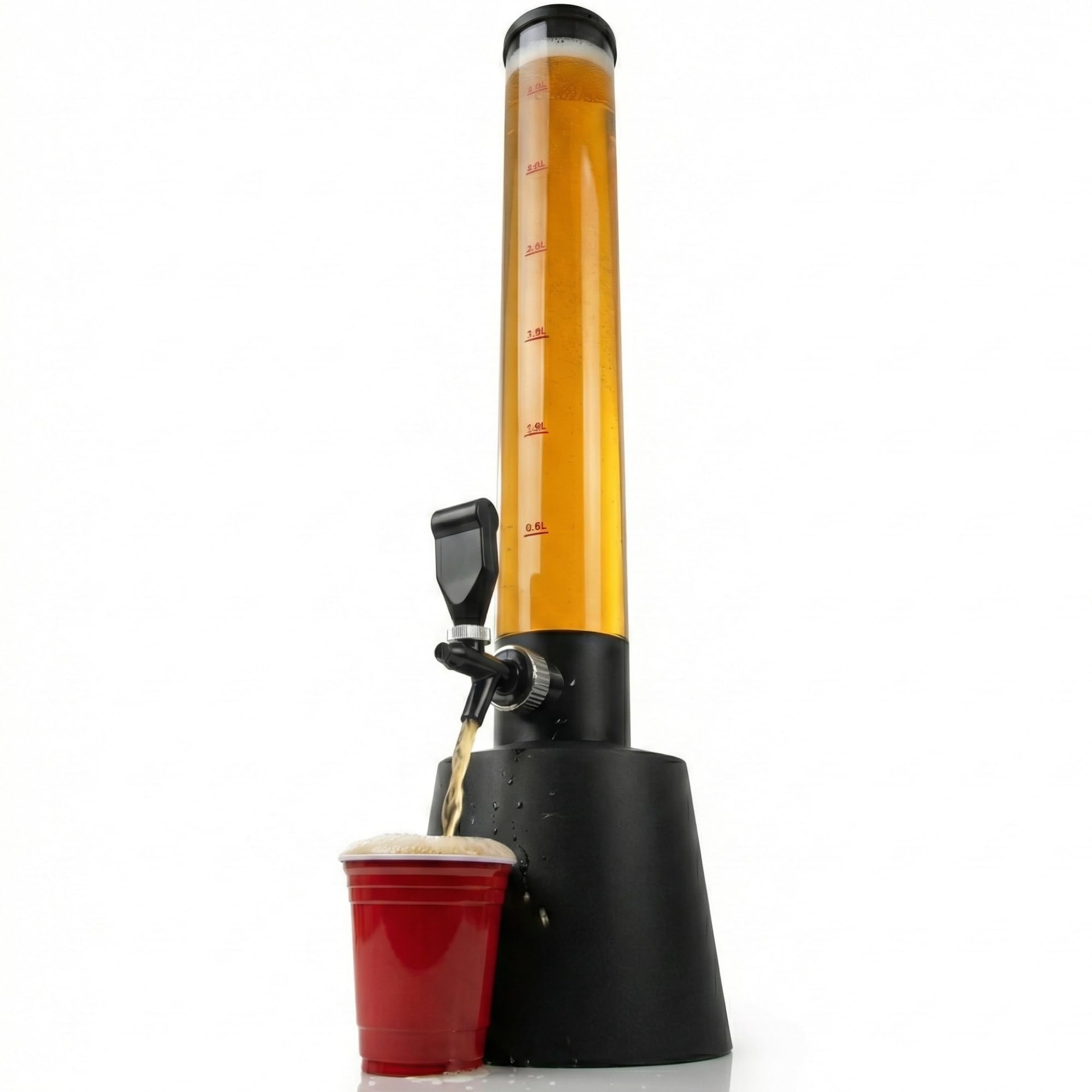 Drinkstuff Gulp Beer Tower Dispenser - 3.5L Beer Dispenser for Home Bars, Parties & Events – Tall Drink Tower with Smooth‑Pour Tap, Stable Base & Clear Tube for Beer, Cocktails & Soft Drinks