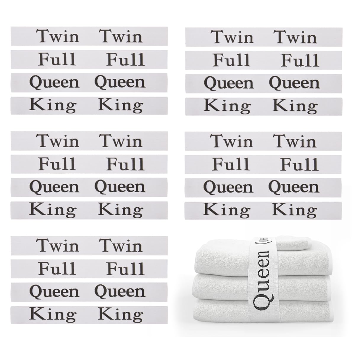 zjdbset 20 Pieces Bed Sheet Organizer Bands Bed Sheet Keepers Closet Organization Elastic Linen Labels for Bed Sheet Sets(Queen,King,Full,Twin)