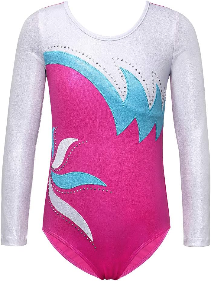 ZNYUNEGymnastics Leotards for Girls Long Sleeve/Sleeveless Colorful Sparkle Athletic Ballet Dance Leotard for Kids 3-12 Years