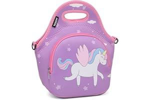 VASCHY Lunch Bag for Girls, Insulated Neoprene Lightweight Lunch Box Bag for Children Boys and Girls School Daycare Kindergarten Unicorn