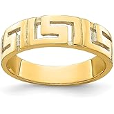 Diamond2Deal 14k Yellow Gold Greek Key Tapered Shank Band Ring Gift for Women