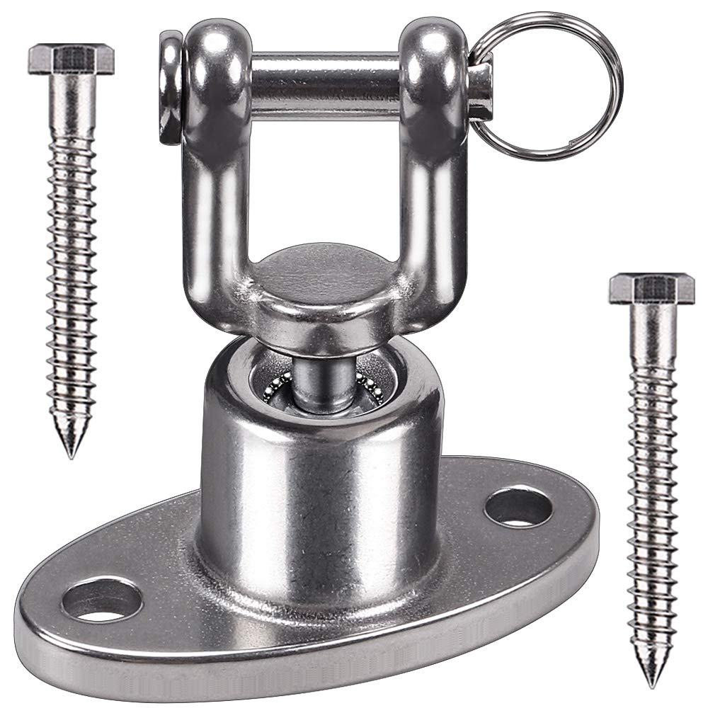 BeneLabel Swing Hanger, Hammock Chair Ceiling Hook 360 Swivel Mounting Bracket with Safety Buckle Hardware Set for Wood Yoga Rope/Aerial Hoop/Punching Bag Suspension Kit, 1200lbs