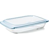 OXO Good Grips Glass Baking Dish with Lid - 3 Qt Capacity, 9x13 | Freezer Safe Food Storage Containers, Oven Safe, Non-Porous, Easy-Grip Handles, Dishwasher Safe