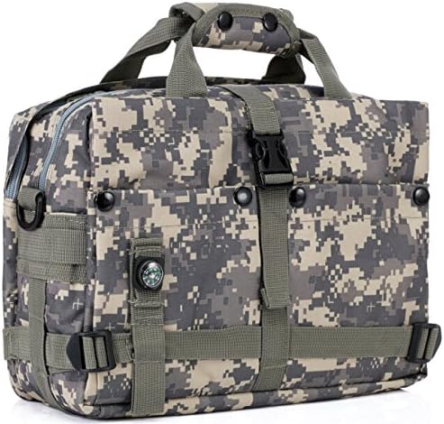 Tactical Camo Computer Bag With Compass and Strap Daypack Bag For Army Assault Bug Out Rucksack Outdoor Hiking Sport Camping Hiking Shooting Bag (ACU Camo)