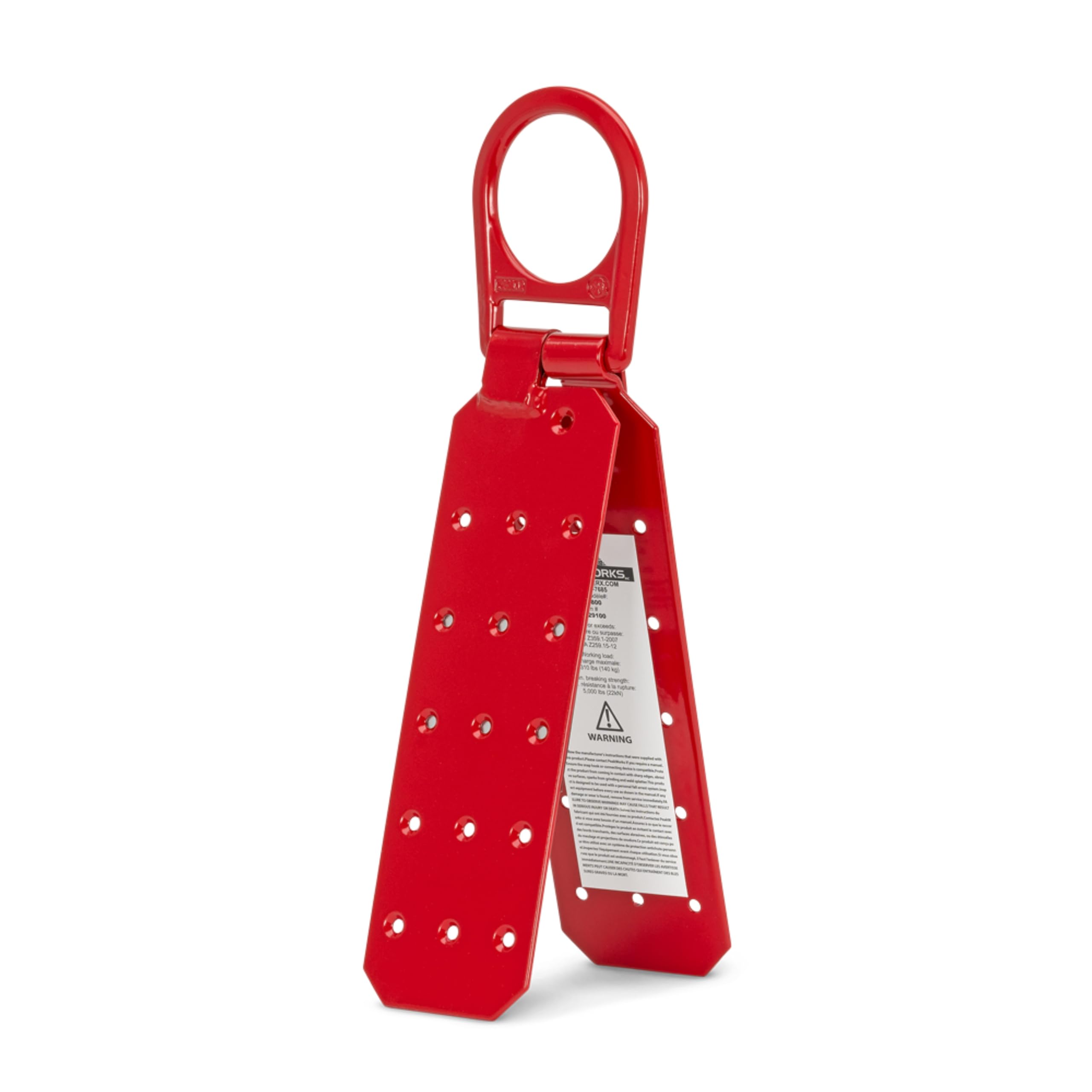 Peakworks OSHA/ANSI Compliant, Reusable, Temporary Steel Roof Anchor Bracket, Red, V8229100