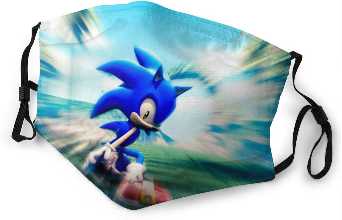 Triciaedcf Unisex Sonic Hedgehog 8 Reusable Adjustable Anti Dust Fashion Halloween Face Mouth Mask, Work Halloween Mask for Cycling Camping Travel for Men