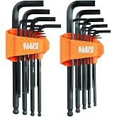KLEIN TOOLS BLS22 SAE and Metric Long Ball-End Hex Key Wrench Set, 22-Piece | Heat-Treated, L-Style, 1/16-Inch to 3/8-Inch and 1.5mm to 10mm