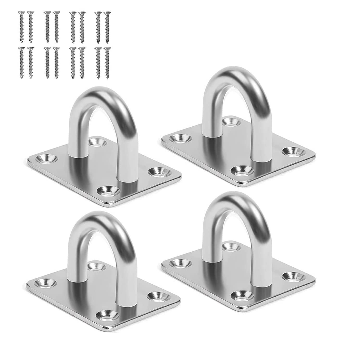 KOMUNJ Set of 4 Eye Plate Stainless Steel Cover Plate Eye Plates, Stainless Steel Wall Mounting Eyelet Plate Ceiling Hook Eyelet Plate Hooks for Boat Hanging Chair Awning