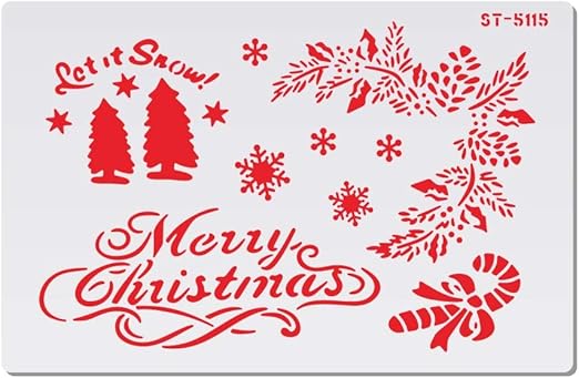 Amazon Com Ak Art Kitchenware Christmas Tree Cake And Cookie Stencils For Painting Royal Icing Laser Cut Template Plastic Airbrush Stencil For Bakery Fondant Tools St 5115 Kitchen Dining