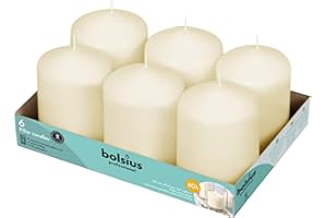 Bolsius Ivory Pillar Candles – 3x4" Unscented Candle Set of 6 – Dripless, Smokeless, and Clean Burning Household Dinner Candl