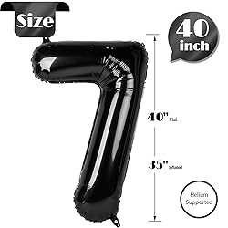 Black Number 7 Balloon 40 Inch, 7 Balloon