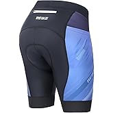 Aeike Womens Bike Shorts 4D Padded Cycling Shorts for Women with Pockets Wide Waistband Quick-Drying Blue