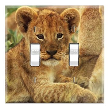 Graphics Wallplates Cute Baby Lion Cubs Dual Toggle Wall Plate