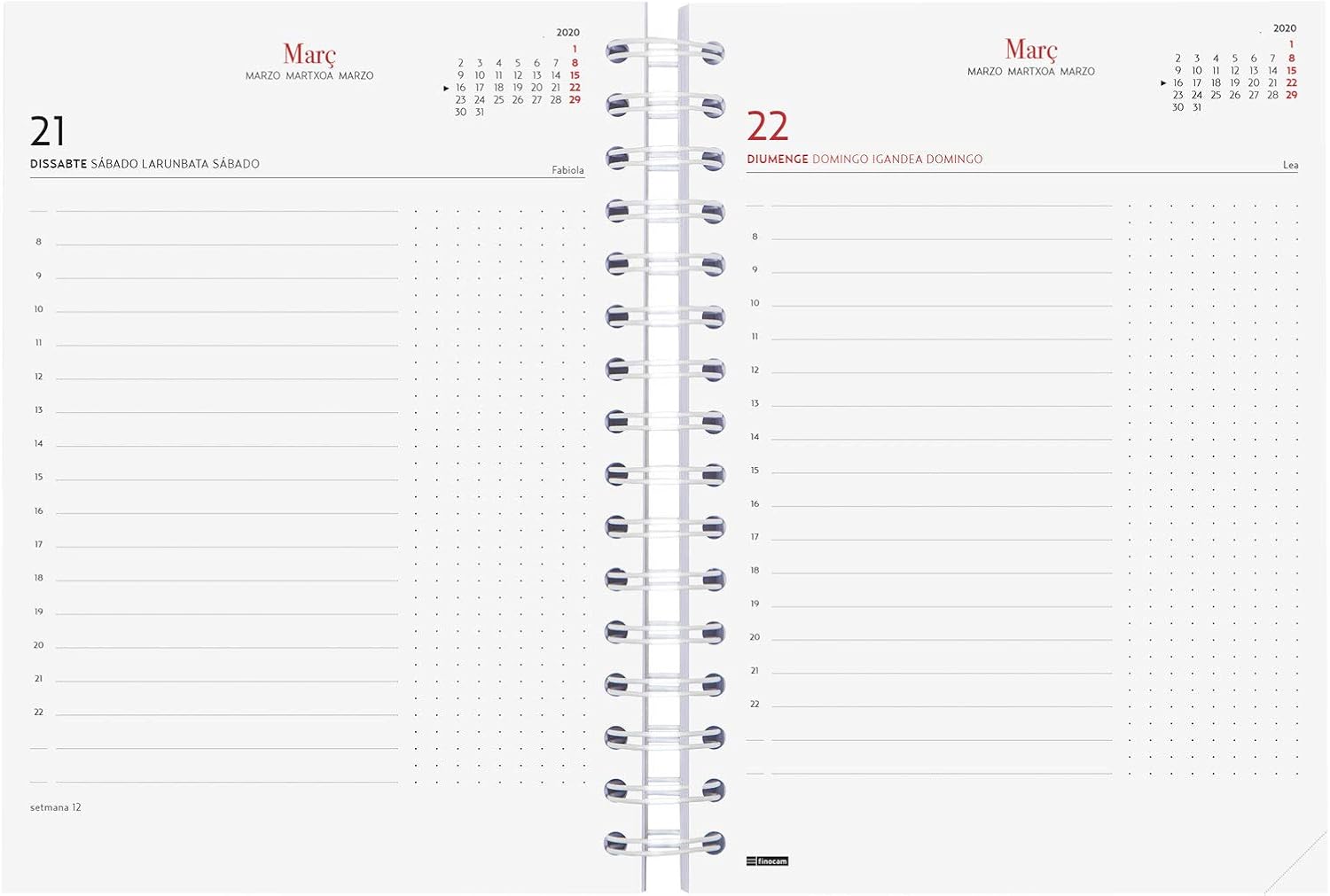 Finocam - Agenda 2020 1 Day Page Spiral You Floral Catalan, 1 day per page (sameb/dress). Compl - Image 5