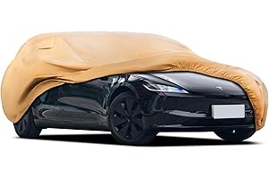 JURMON Heavy Duty Outdoor Car Cover Custom Fit for Tesla Model 3, Windproof All Weather Waterproof Sun Rain UV Dust Snow Protection Outdoor Car Covers