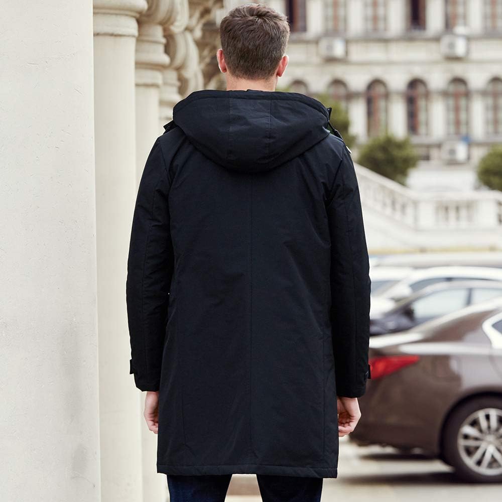 Pioneer Camp Men's Jackets Waterproof Windproof Outdoor Black Hooded Warm Long Parka Coats for Early Spring Fall Winter: Clothing