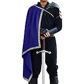 Runcati Mens Renaissance Shawl Half Shoulder Cape Medieval Samurai Cloak LARP Warrior Ren Faire Halloween Costume