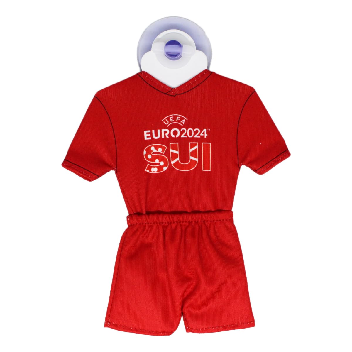 UEFA Euro 2024 Mini Kit/Mini Jersey 17 x 14 cm with Suction Cup, Football Fan Item, European Championship, Officially Licensed Product, Gift Item (Switzerland Design)