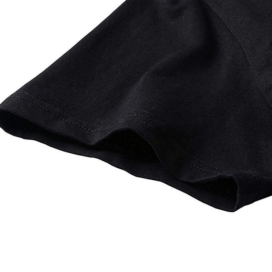 XioNiu Women Men Summer Casual T-Shirt Letter O-Neck Short Sleeve Tops Knits & Tees Black