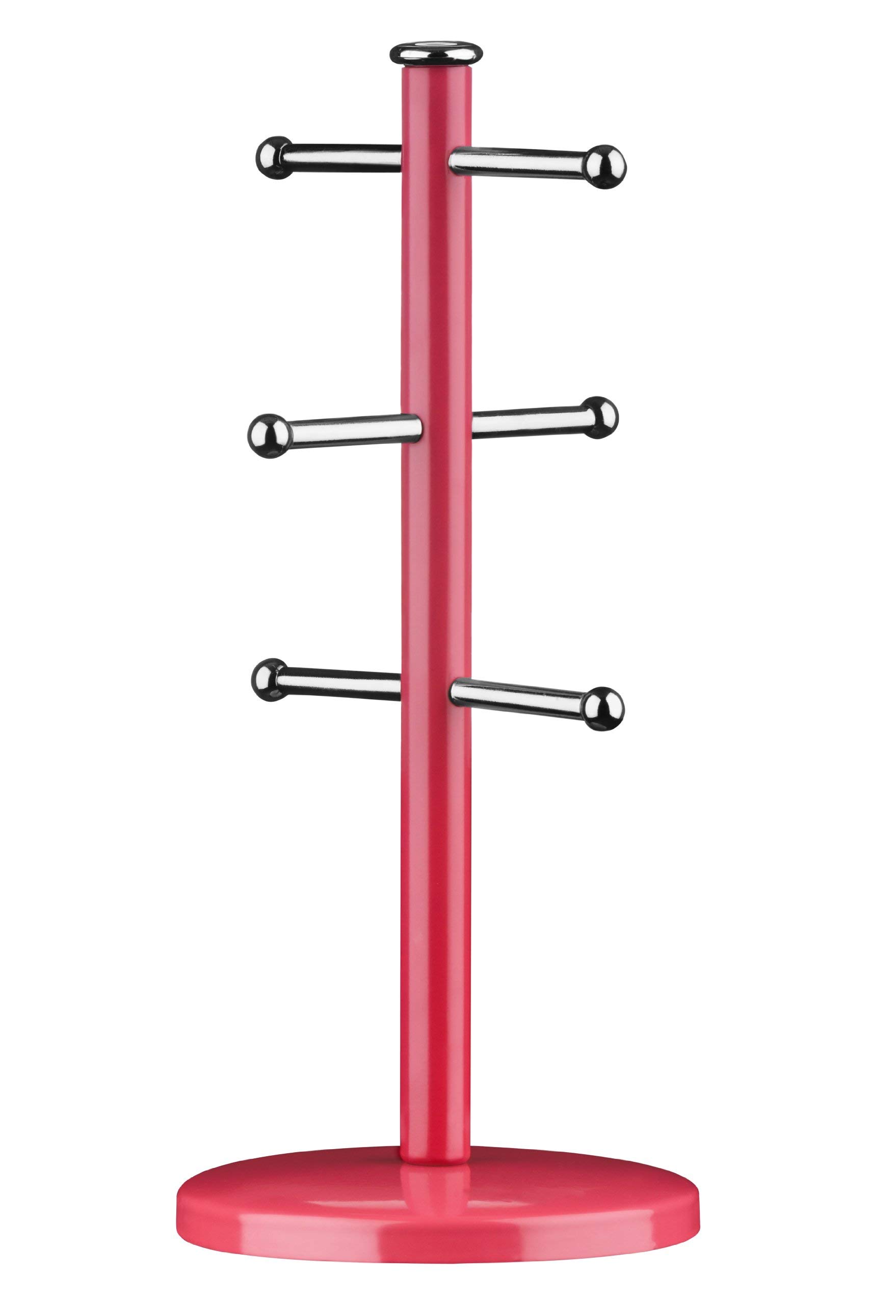 Premier Housewares 507858 6 Cup Mug Tree - Hot Pink, H31 x W14 x D14cm