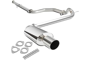 Auto Dynasty 4 Inches Round Muffler Tip Catback Exhaust System Compatible with 1988-1991 Honda Civic Sedan 4-DR, Stainless Steel
