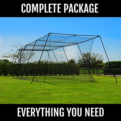 FORTRESS Trapezoid Baseball Batting Cage [Complete Package] - Softball Hitting Cage Net (70ft Cage)