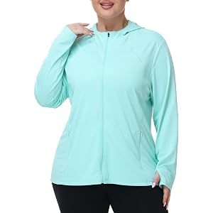 YTTA Womens Plus Size Sun Protection Athletic Jacket UPF 50+ Workout Hoodie | UPF 50+,Comfy Flattering Fit,Lightweight,Breath