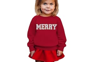 BOUTIKOME Merry Christmas Sweatshirt Toddler Baby Girl Glitter Patch Merry Shirts Xmas Pullover Holiday Tops Winter Clothes