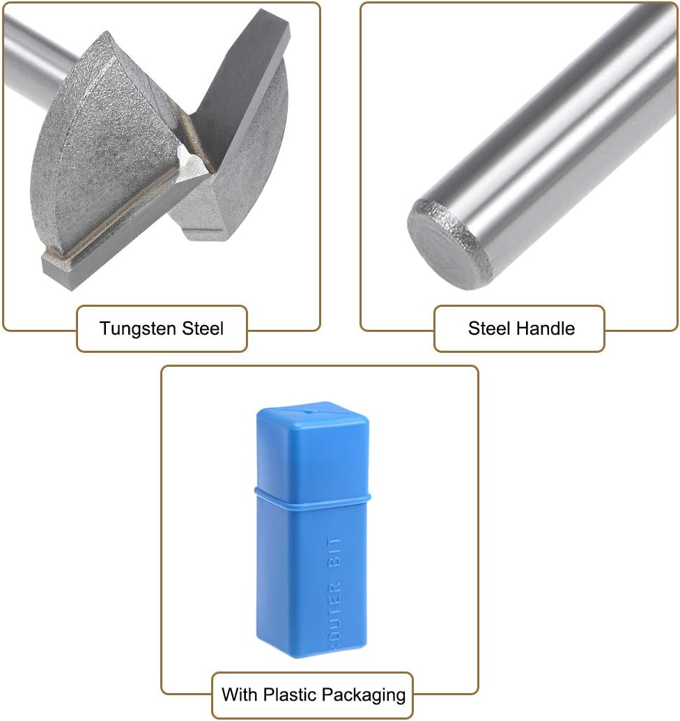 sourcing map 150 Degree V-Groove Router Bit 32mm Dia with 6mm Shank, Titanium Steel Tipped V Grooving Bit (Gray) - Image 5