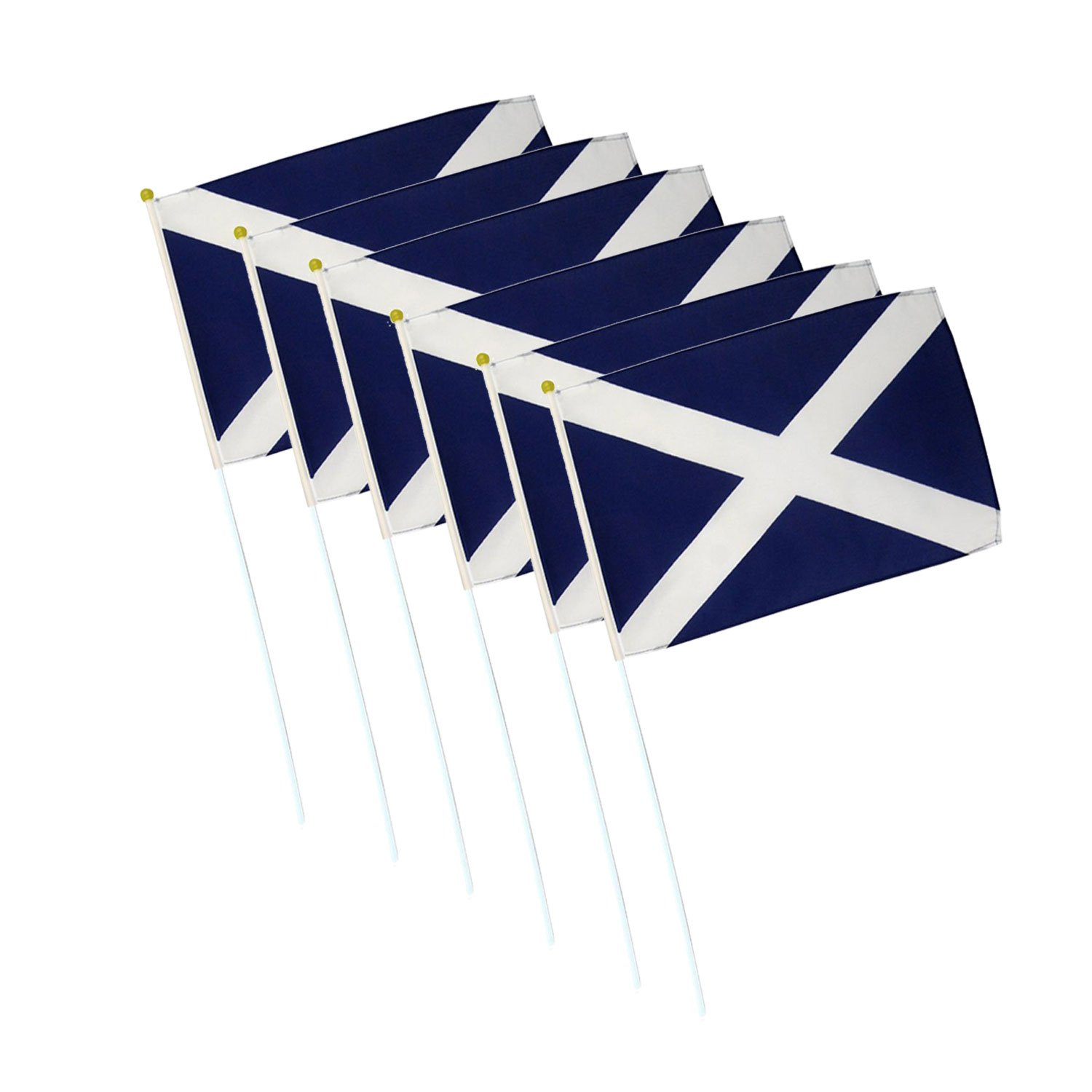 Robelli Scotland Burns Night National St Andrews Cross Saltire Patriot Hand Waving Flags (6 Pack)