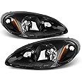 ACANII - For 2001-2005 Chrysler PT Cruiser Black Headlights Headlamps Head Lights Lamp Replacement Driver+Passenger Side