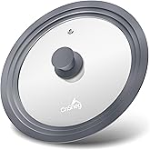 CnSneg Universal Lids for Pots, Pans and Skillets, 10.5", 11" and 12" Pan Lid, Tempered Glass Pot Lid with Silicone Rim Heat 