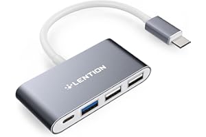 LENTION 4-in-1 USB-C Hub with Type C, USB 3.0, USB 2.0 Compatible 2023-2016 MacBook Pro 13/14/15/16, New Mac Air/Surface, ChromeBook, More, Multiport Charging & Connecting Adapter (C13, Space Gray)