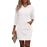 PRETTYGARDEN Womens Long Sleeve Hoodies Dress 2026 Fall Texture Button Oversized Sweatshirts Spring Dresses with Pockets
