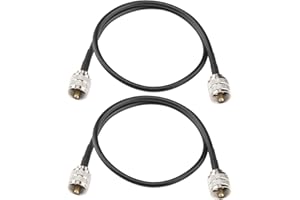 BOOBRIE 2-Pack UHF PL259 Male Coax Cable 50CM BMR200 Upgraded CB Radio Cable UHF Male to UHF Male PL-259 Low Loss CB Coax Jum