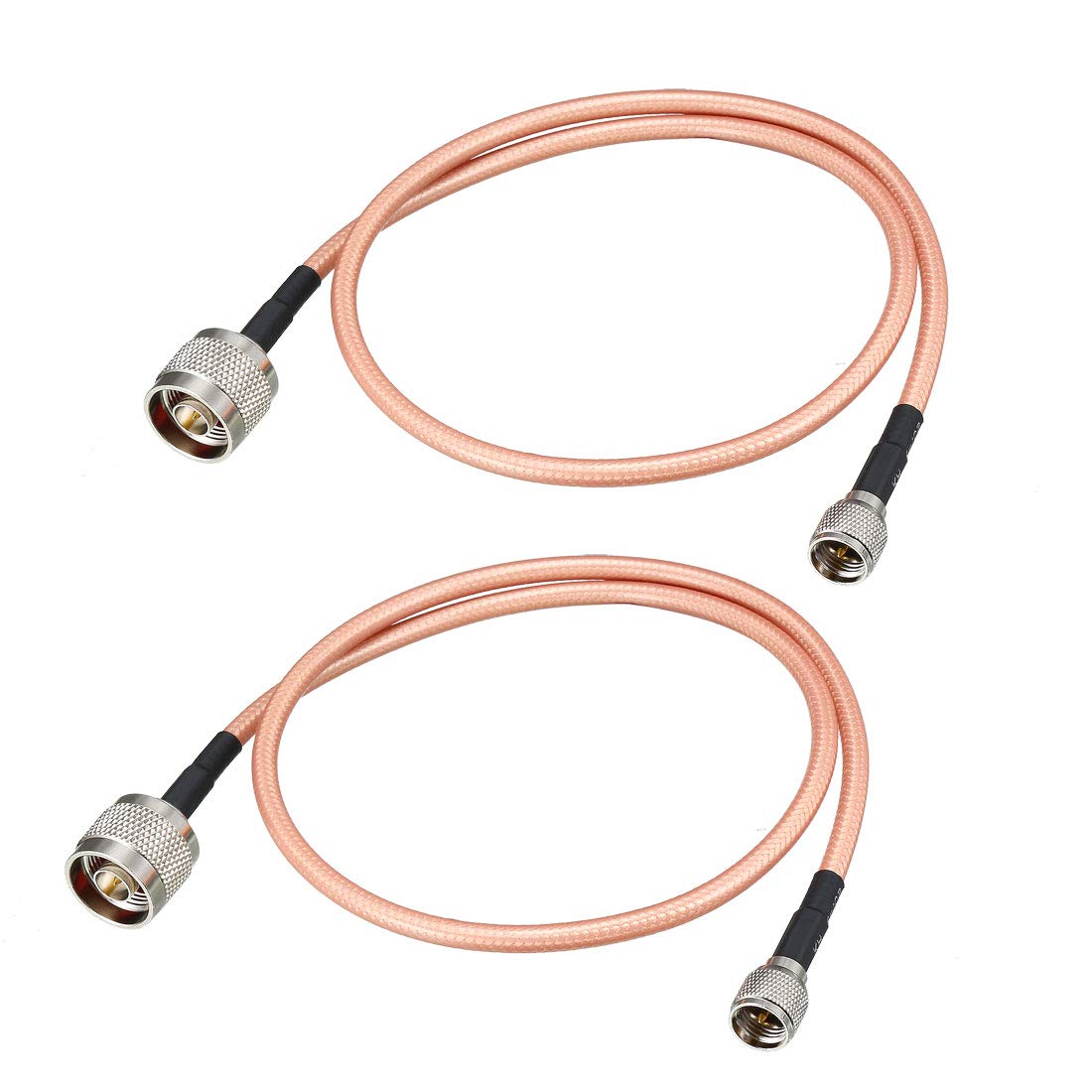 sourcing map Low Loss RF Coaxial Cable Connection Coax Wire RG-142 N Male to Mini UHF Male 60cm 2pcs